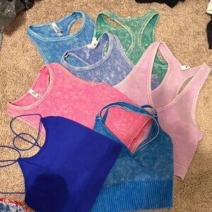 7 S/M Women's Ribbed Tank Tops - Pink, Blue, Green, Lavender